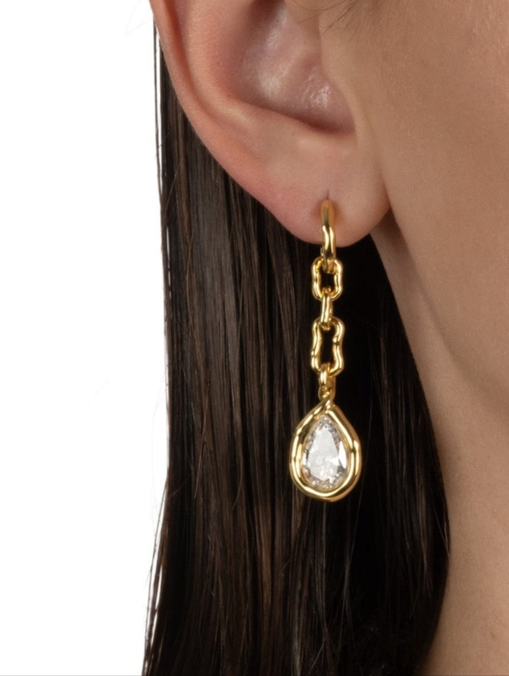 Alexis Bittar Asterales Gold Link Pear Drop Earring - Picture 3 of 6
